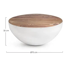 New Bizzotto TAVOLINO IN LEGNO RICICLATO BIANCO D70 - LANCASTER