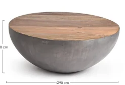 Bizzotto TAVOLINO IN LEGNO RICICLATO GRIGIO D90 - LANCASTER