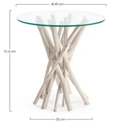 New Bizzotto TAVOLINO IN TEAK CON RIPIANO IN VETRO D40 - SAHEL