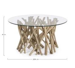 Sale Bizzotto TAVOLINO ROTONDO IN TEAK CON RIPIANO IN VETRO - SAMIRA