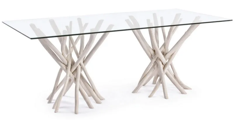 Discount Bizzotto TAVOLO FISSO CON RIPIANO IN VETRO - SAHEL