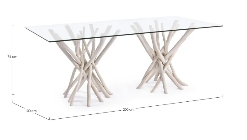 Discount Bizzotto TAVOLO FISSO CON RIPIANO IN VETRO - SAHEL