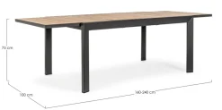 Sale Bizzotto TAVOLO IN ALLUMINIO 160-240X100 ANTRACITE YK13 - BELMAR