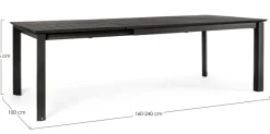 Best Bizzotto TAVOLO IN ALLUMINIO 160/240X100 ANTRACITE CX23 - KONNOR