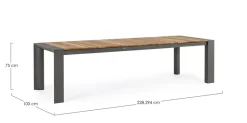 Sale Bizzotto TAVOLO IN ALLUMINIO 228-294X100 ANTRACITE GK52 - CAMERON