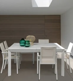 New Bizzotto TAVOLO IN ALLUMINIO 110/160X160 BIANCO CX21 - KONNOR