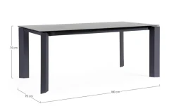 Outlet Bizzotto TAVOLO OTAVIO 180X95 ANTRACITE WG21