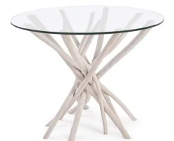 New Bizzotto TAVOLO ROTONDO CON RIPIANO IN VETRO - SAHEL