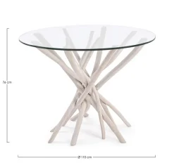 New Bizzotto TAVOLO ROTONDO CON RIPIANO IN VETRO - SAHEL